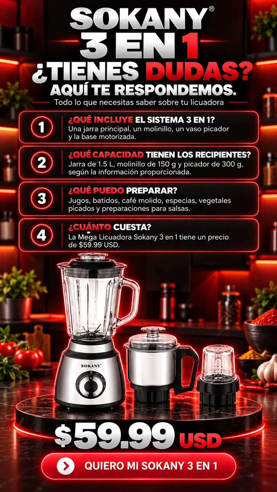 Respuestas a las preguntas frecuentes sobre la licuadora Sokany